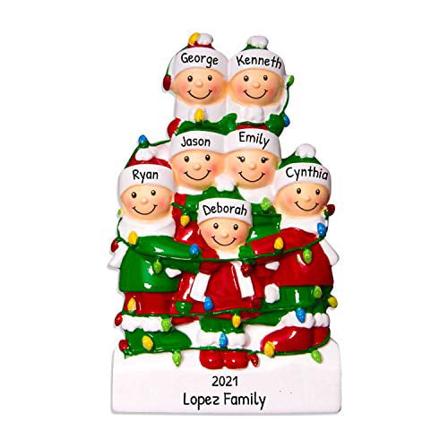 Family of 3 Personalized Tangled in Lights Family Christmas Ornament 